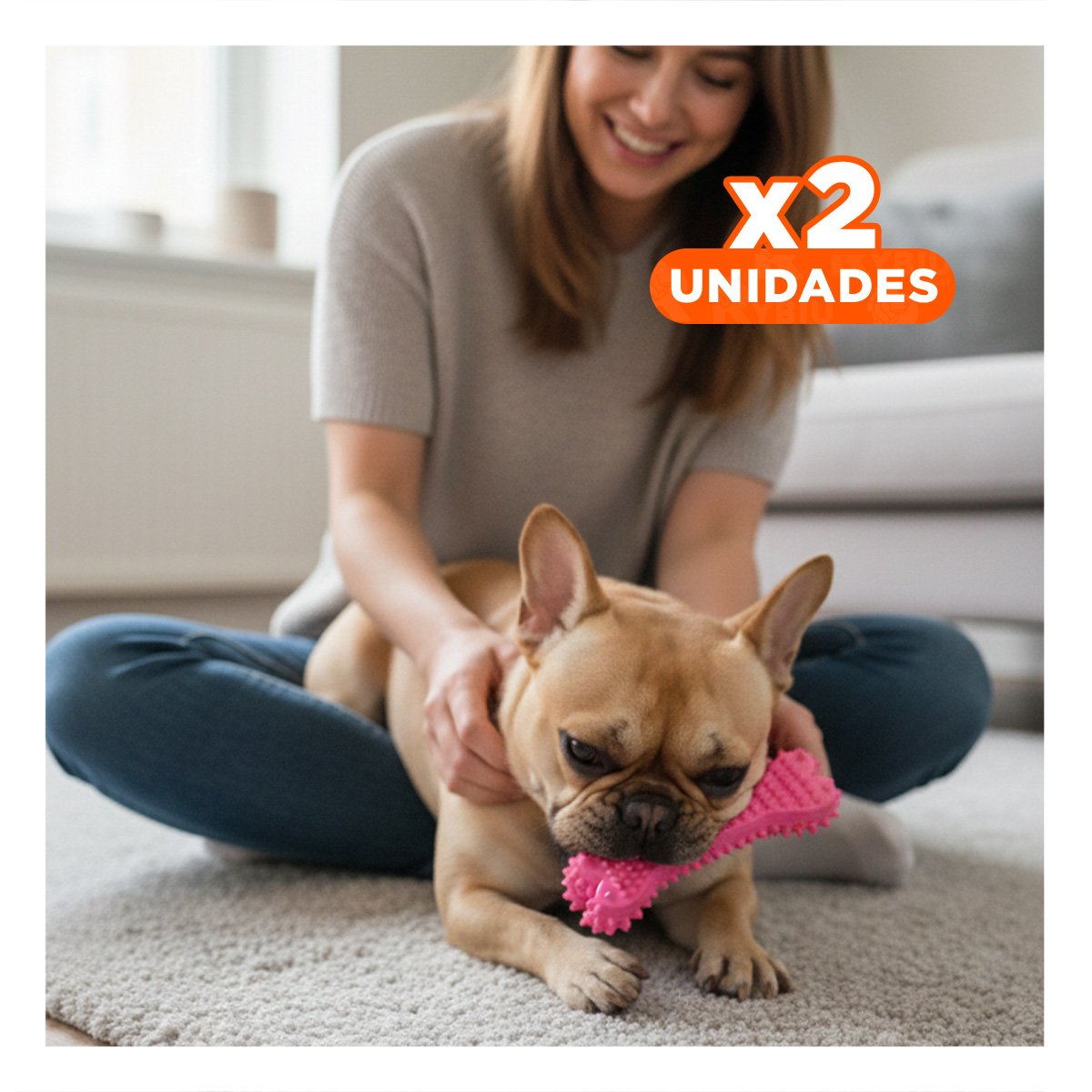 PACK2 HUESO PARA MASCOTA ROSADO CON PUAS DISENO PRACTICO DIARIO Y+REGALO STICKER - 1