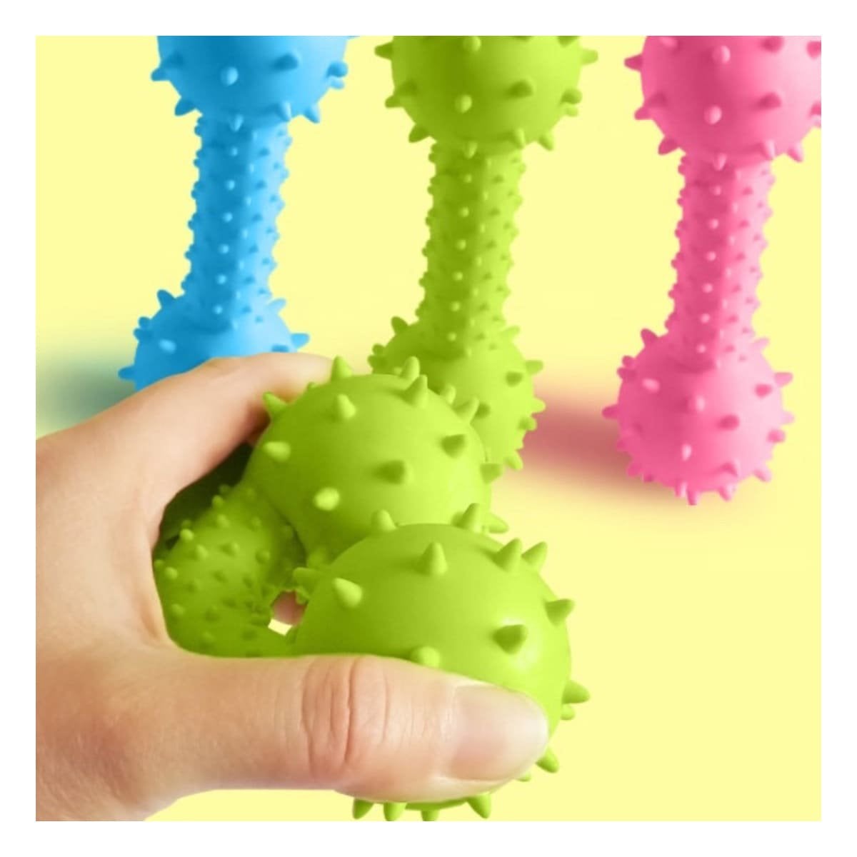 PACK12 HUESO DE JEBE VERDE AMARILLENTO PARA RUTINAS DE JUEGO - 3