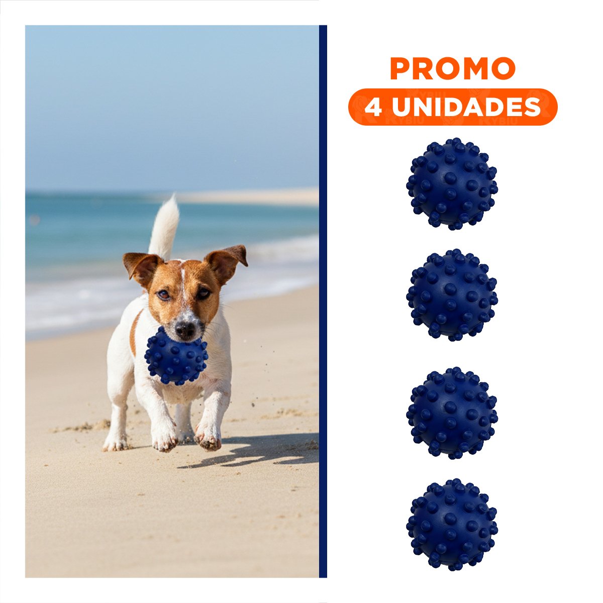 PACK4 JUGUETE CANINO AZUL DE CAUCHO CHICO CON TEXTURA RESISTENTE Y+REGALO STICKER - 1