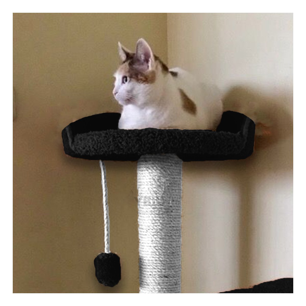 PACK2 CASA PARA GATO CON 3 PISOS COLOR PLOMO Y ESTRUCTURA COMPACTA Y+PAPEL REGALO - 2
