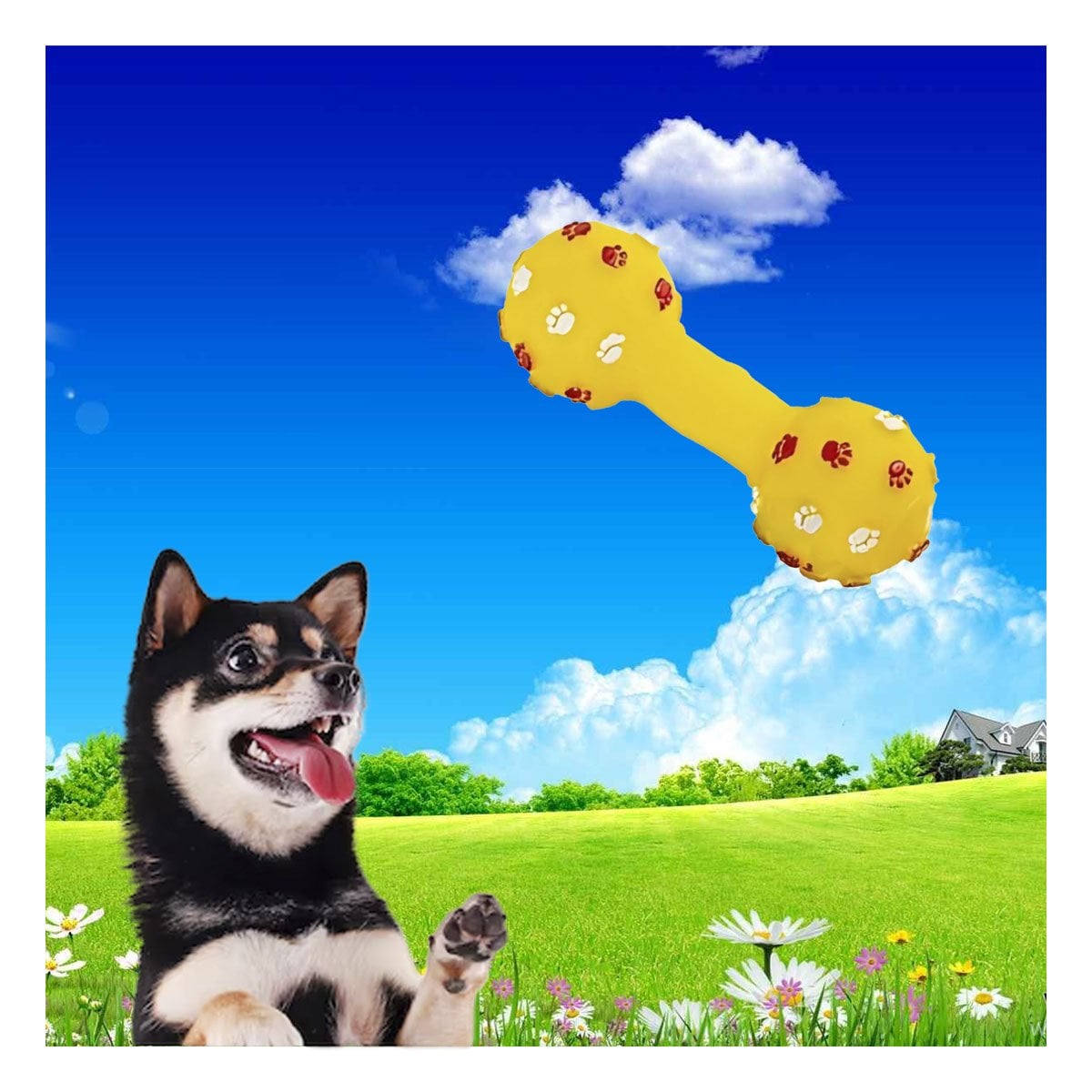 PACK12 JUGUETE PARA MASCOTA HUESO AMARILLO CON DISENO PRACTICO Y+REGALO STICKER - 5