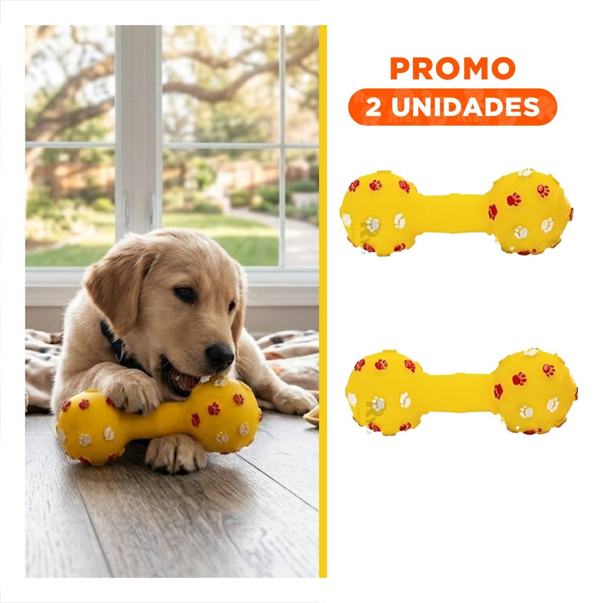 PACK2 ACCESORIO CANINO HUESO AMARILLO PARA JUEGO EN INTERIORES - 1