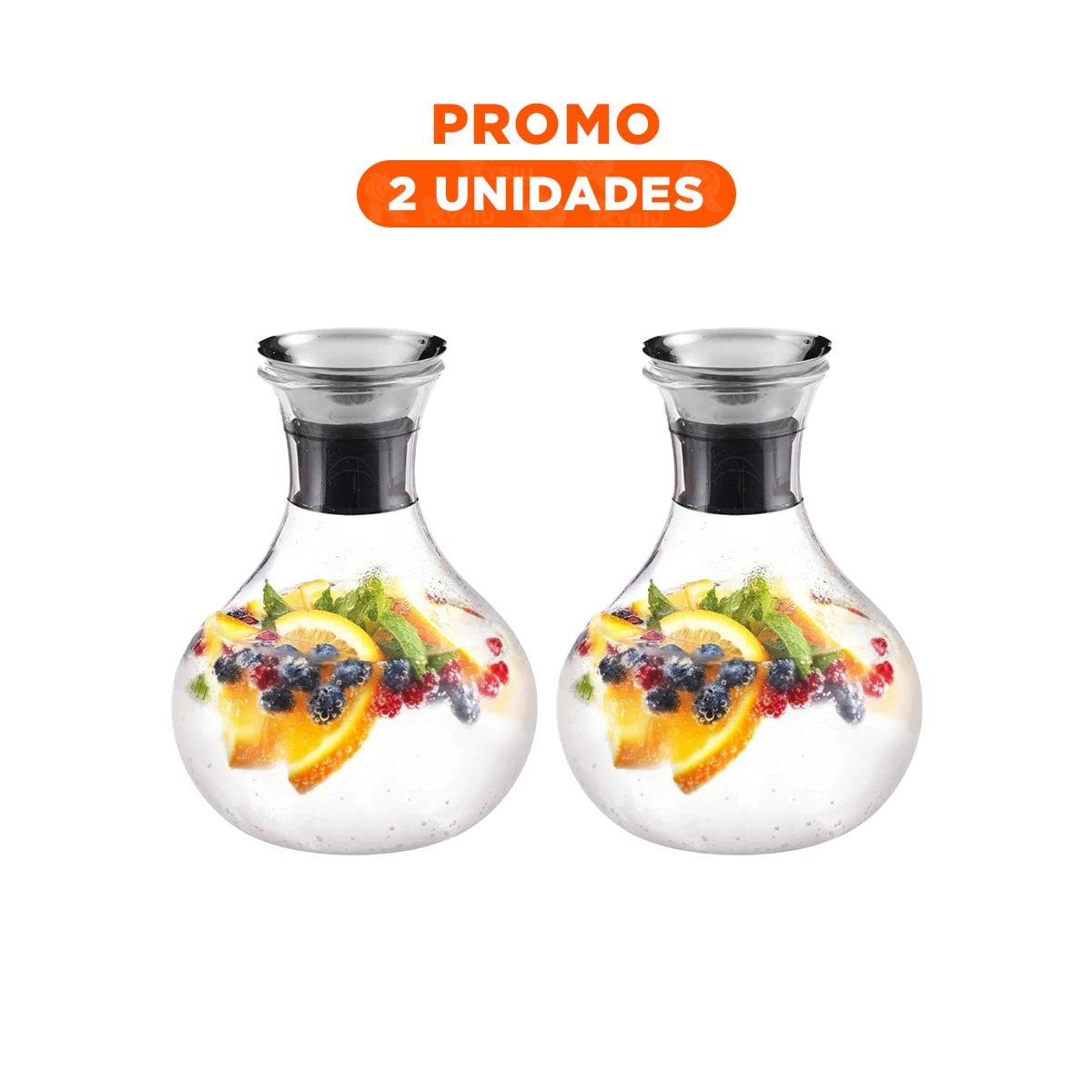 PACK2 HOGAR JARRA FUJI 1600 ML TRANSPARENTE CON TAPA PARA COCINA MODERNA - 1
