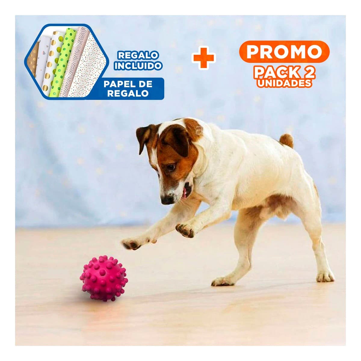 PACK2 MORDEDOR DE CAUCHO SUAVE CHIRIMOLLA ROSADO PARA CACHORROS Y+PAPEL REGALO - 1