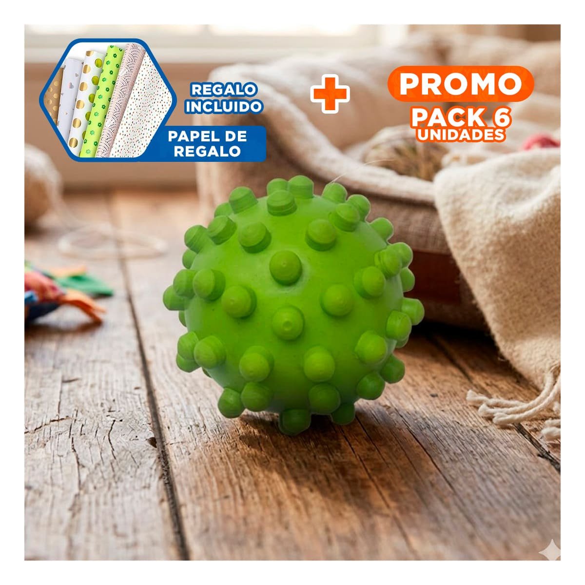 PACK6 FIGURA DE CAUCHO VERDE PARA JUEGO DIARIO CON MATERIAL FLEXIBLE Y+PAPEL REGALO - 1