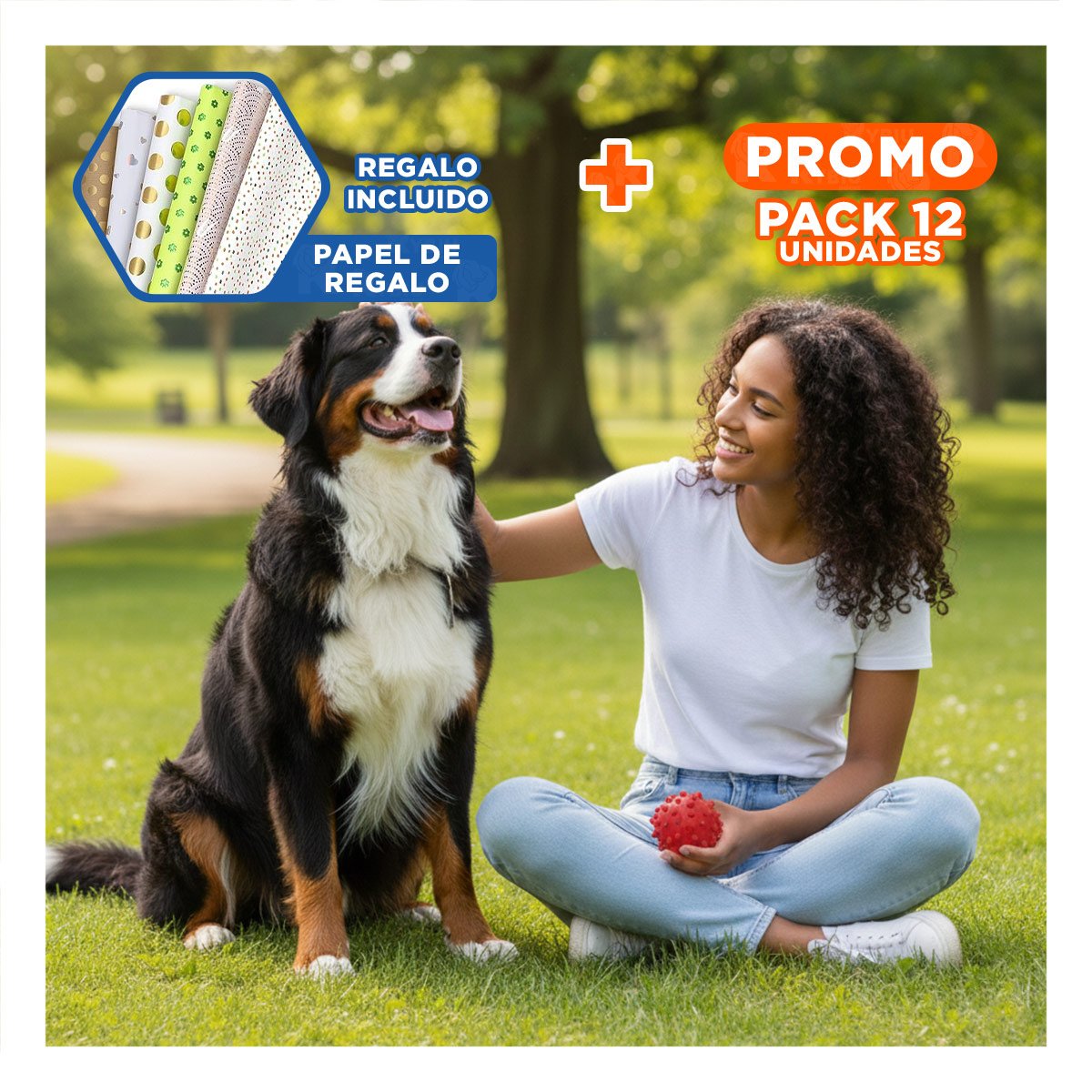 PACK12 PELOTA ROJA DE CAUCHO CON RELIEVE CHIRIMOLLA PARA DIVERSION Y+PAPEL REGALO - 1