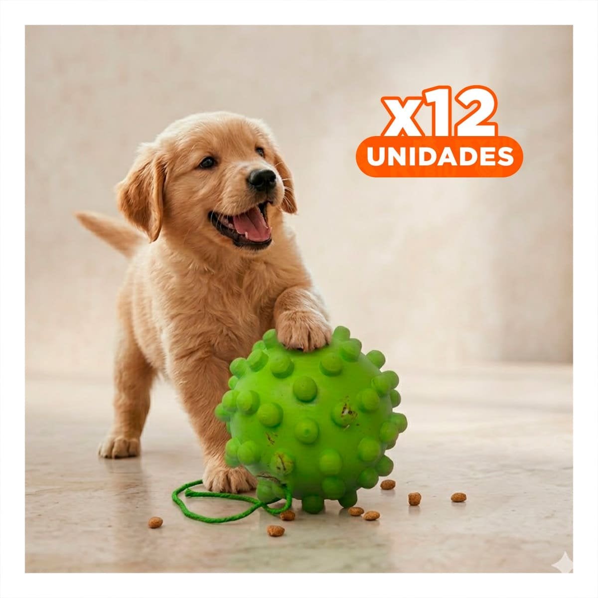 PACK12 JUGUETE DE CAUCHO NATURAL VERDE FORMA CHIRIMOLLA SEGURO PARA MASCOTAS - 1