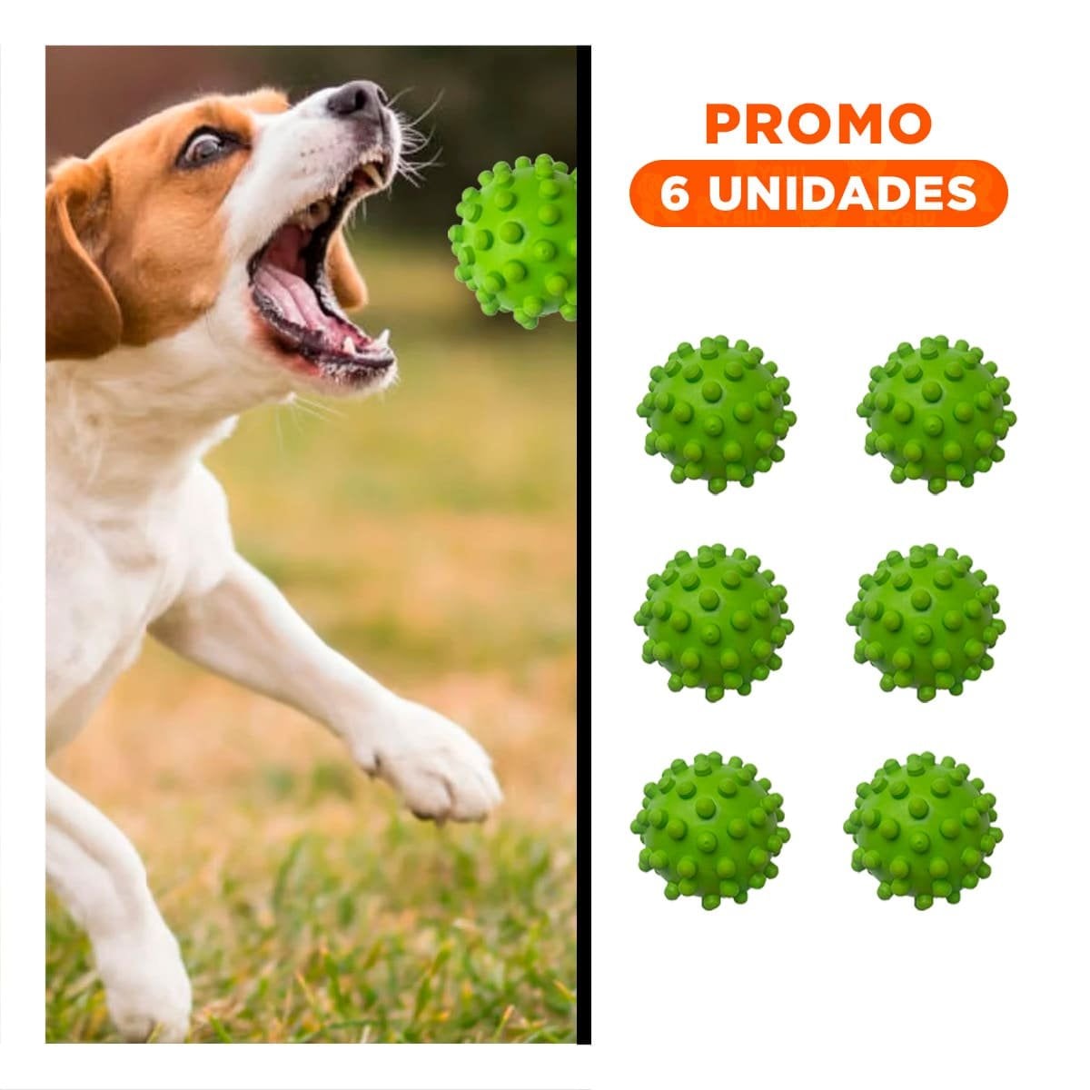 PACK6 MORDEDOR CANINO ANTIESTRES CAUCHO VERDE CHICO FACIL DE TRANSPORTAR - 1