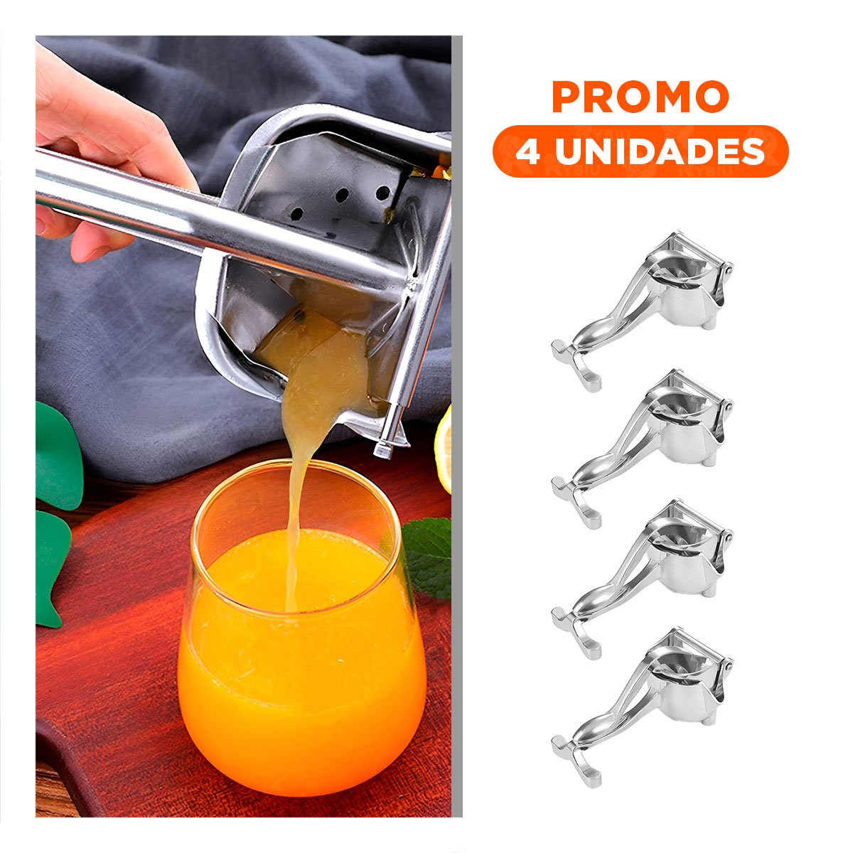 PACK4 EXTRACTOR EN COLOR PLATEADO PARA NARANJA EN ACERO INOXIDABLE Y+REGALO STICKER - 1