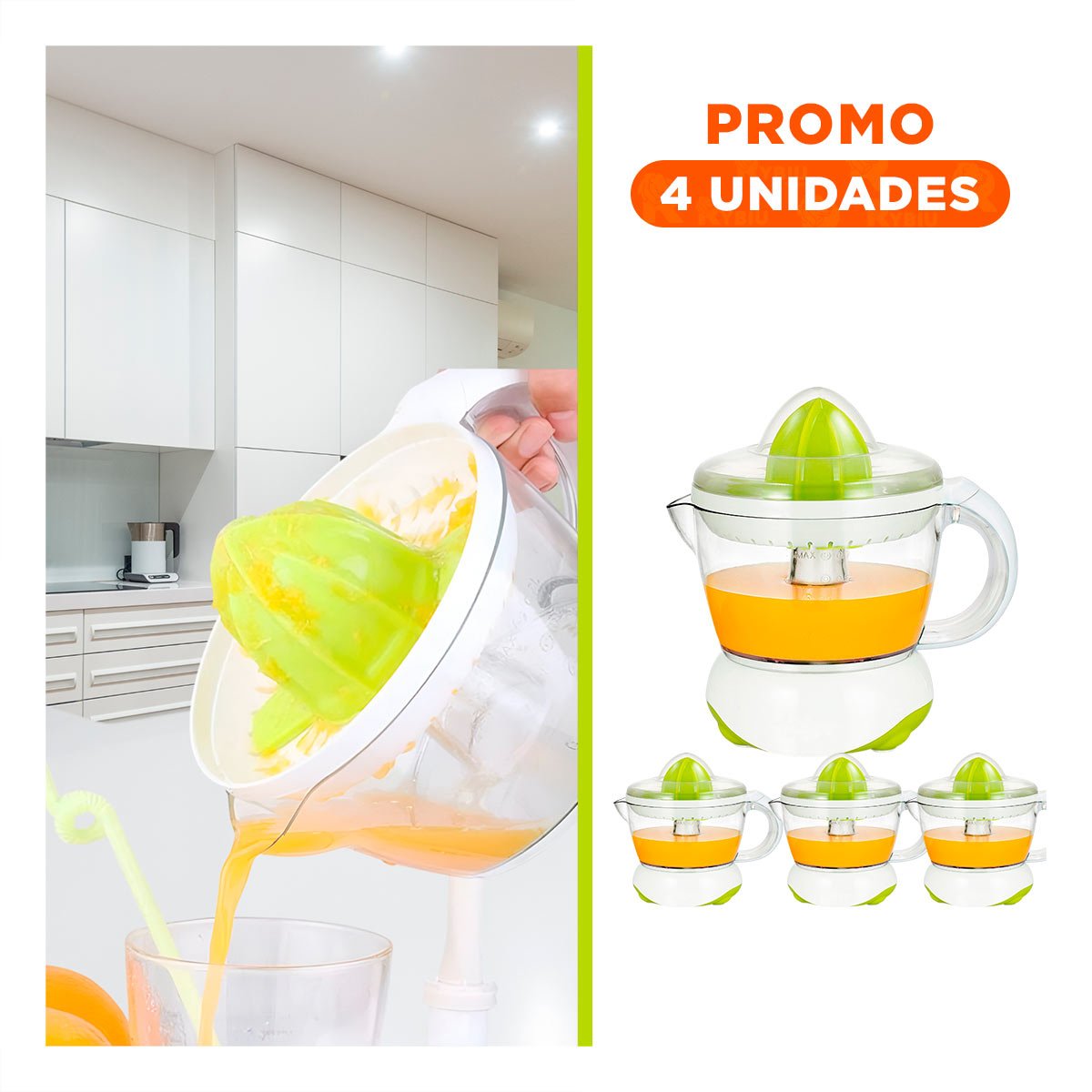 PACK4 PRENSA PORTATIL BLANCO CON VERDE PLASTICO LIGERO Y+REGALO STICKER - 1