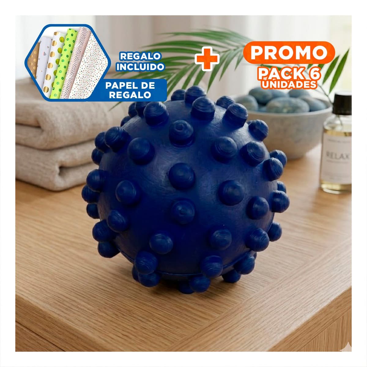 PACK6 ACCESORIO DE JUEGO DIARIO CAUCHO AZUL GRANDE PARA PERROS ACTIVOS Y+PAPEL REGALO - 1