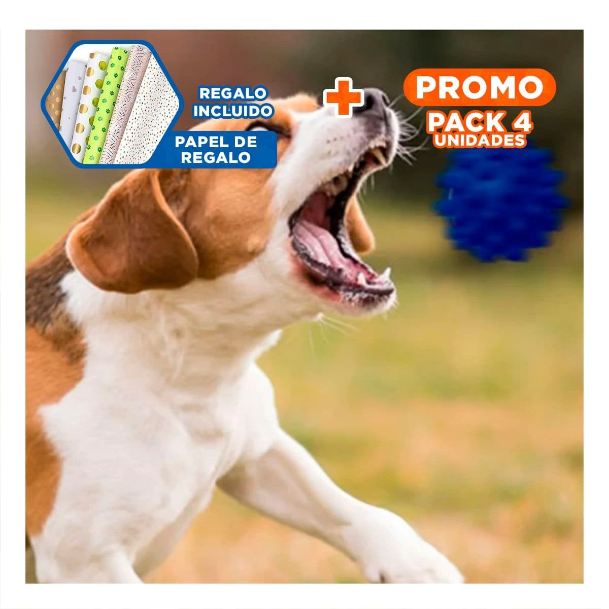 PACK4 FIGURA DE JUEGO CAUCHO AZUL GRANDE CON RELIEVE QUE ESTIMULA LOS SENTIDOS Y+PAPEL REGALO - 1