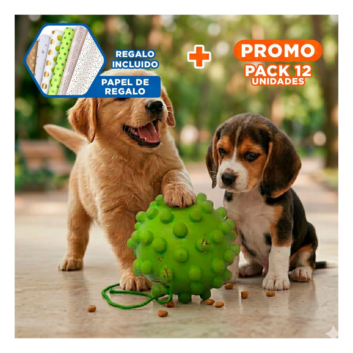 PACK12 ACCESORIO DE ESTIMULACION CHIRIMOLLA VERDE MASCOTAS CON DISENO FUNCIONAL Y+PAPEL REGALO - 1