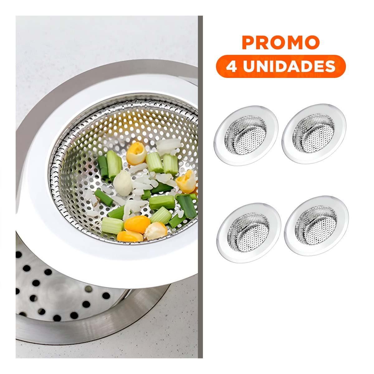 PACK4 CUBIERTA METALICA 9 CM PLATEADO PARA DRENAJE Y+REGALO STICKER - 1