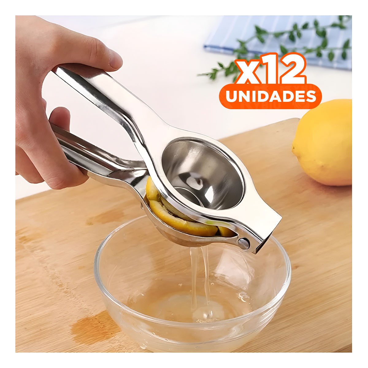 PACK12 EXTRACTOR EN COLOR PLATEADO DE COCINA 21 CM X 6 CM PARA LIMON EN METAL - 1