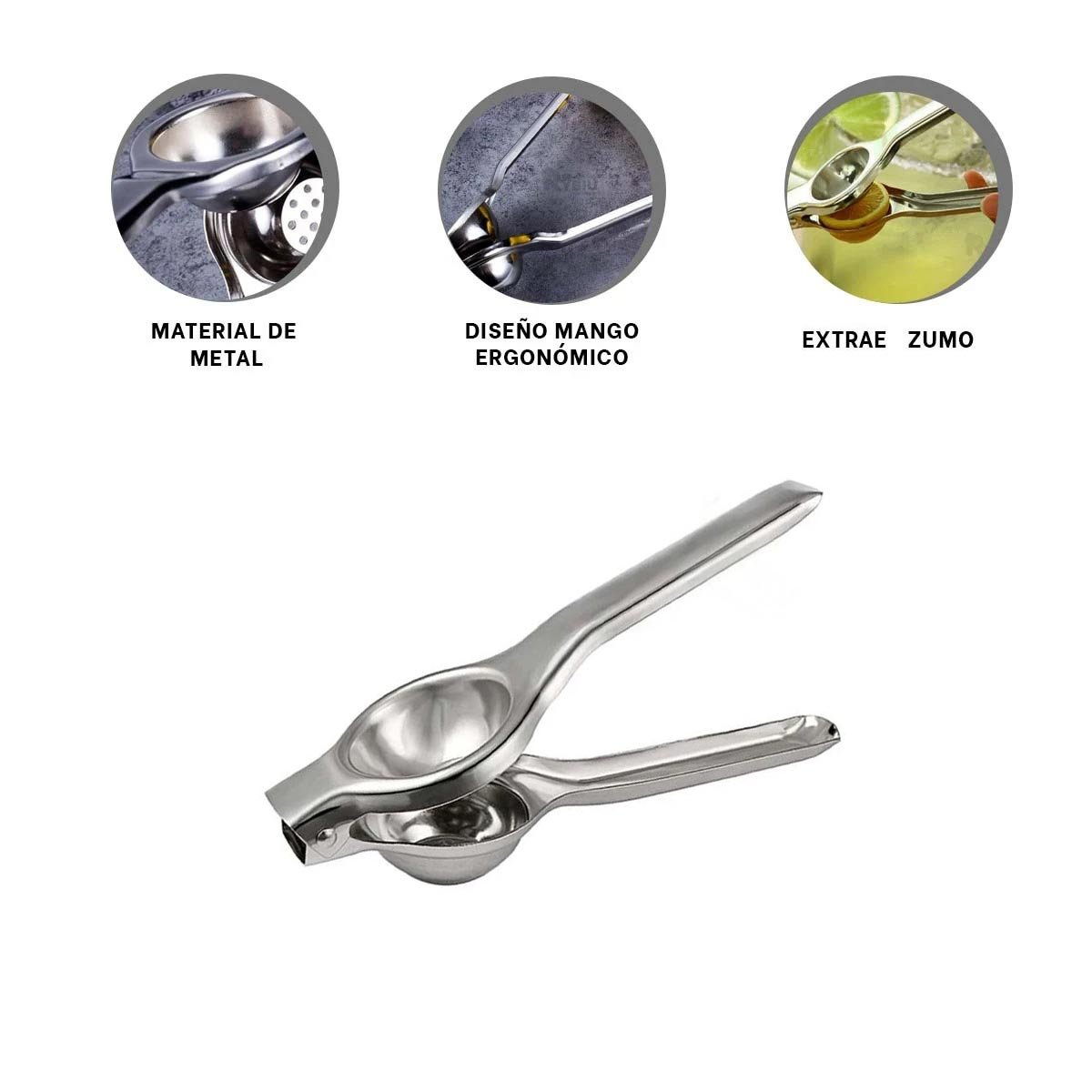 PACK12 EXTRACTOR EN COLOR PLATEADO DE COCINA 21 CM X 6 CM PARA LIMON EN METAL - 5
