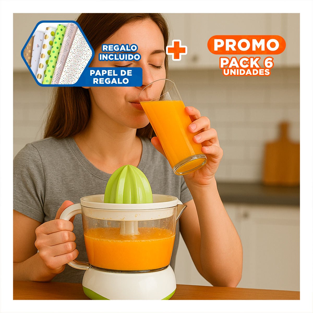 PACK6 EXPRIMIDOR DOMESTICO BLANCO CON VERDE PLASTICO FACIL LIMPIEZA Y+PAPEL REGALO - 1