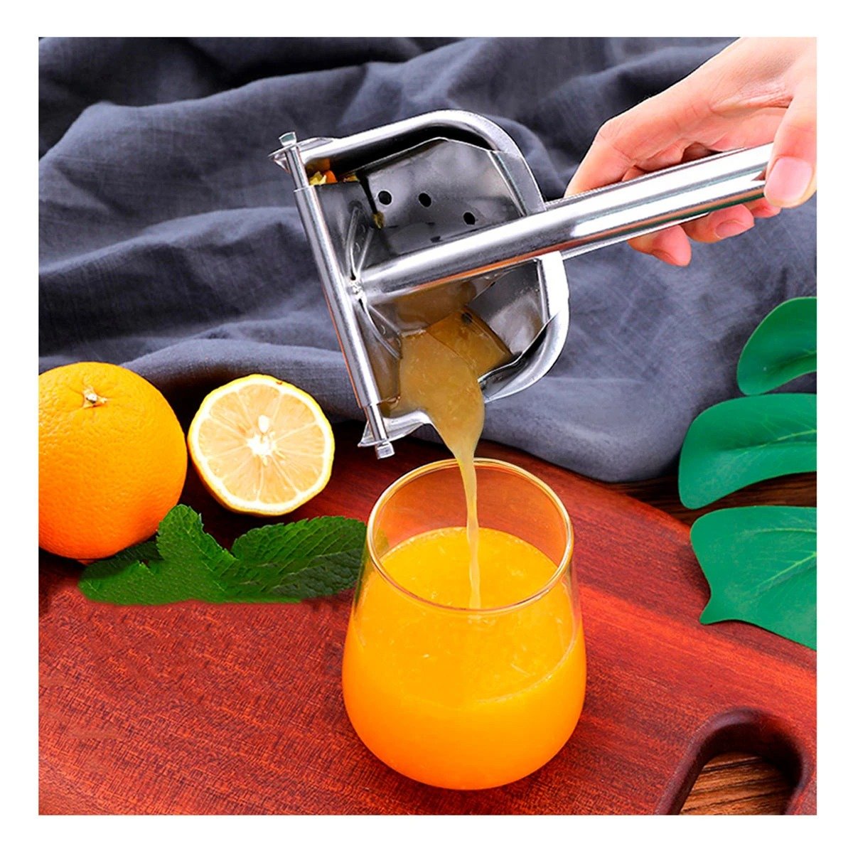 PACK4 EXPRIMIDOR DE NARANJA ACERO INOXIDABLE EN COLOR PLATEADO Y+PAPEL REGALO - 2