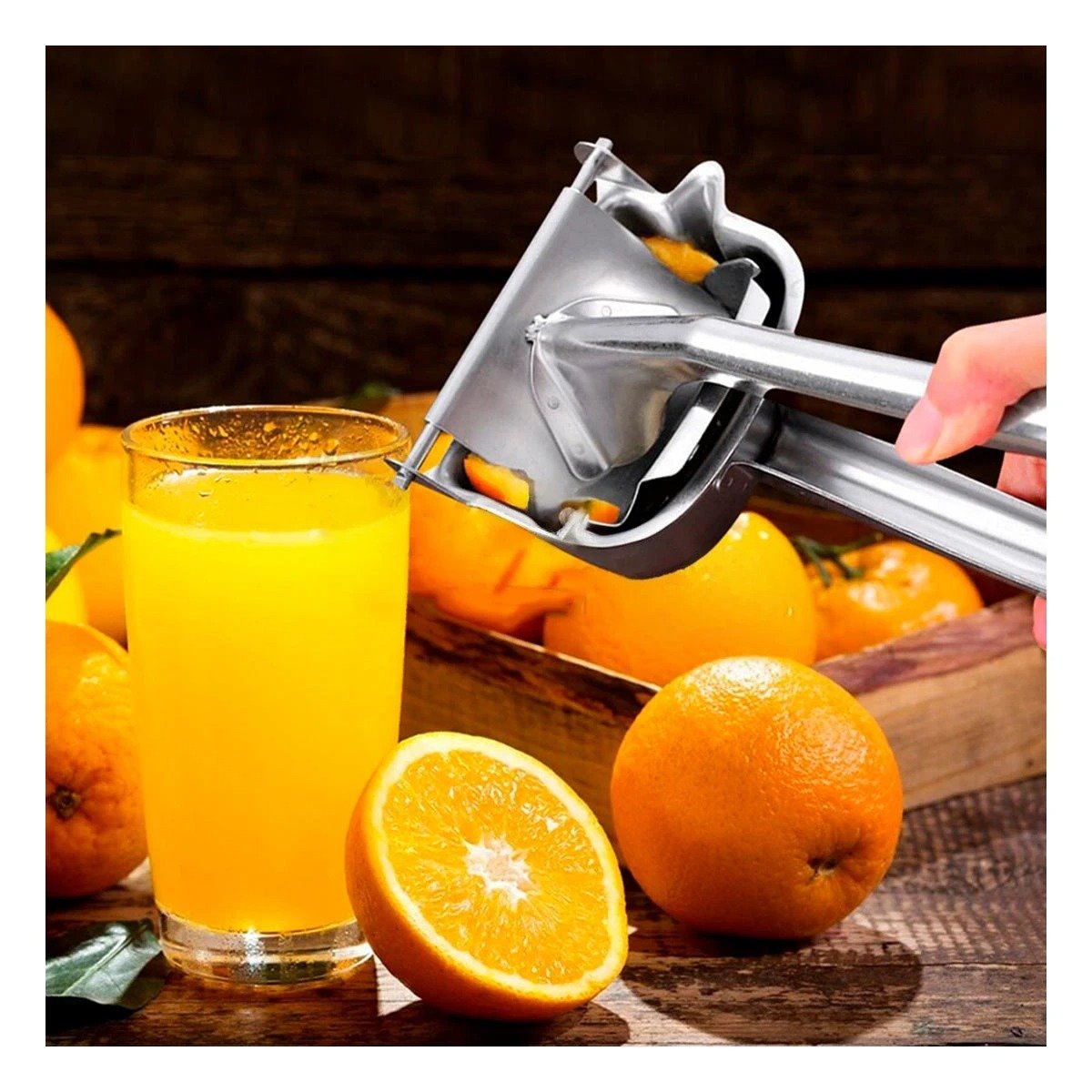 PACK4 EXPRIMIDOR DE NARANJA ACERO INOXIDABLE EN COLOR PLATEADO Y+PAPEL REGALO - 5