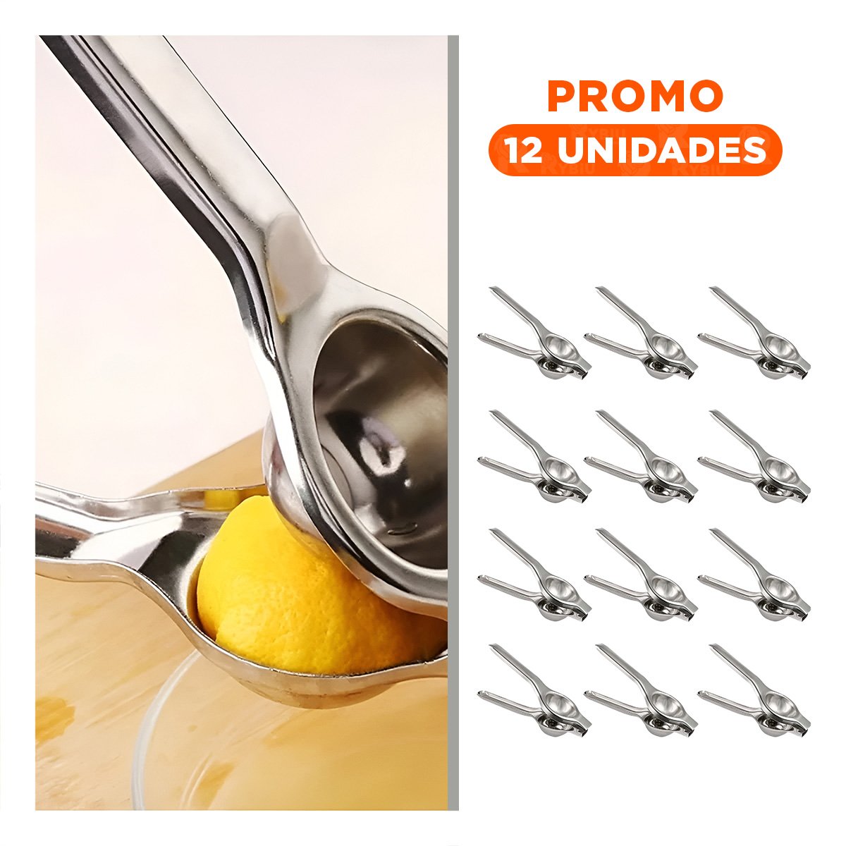 PACK12 UTENSILIO DE COCINA PARA LIMON EN METAL EN COLOR PLATEADO 21 CM X 6 CM Y+REGALO STICKER - 1