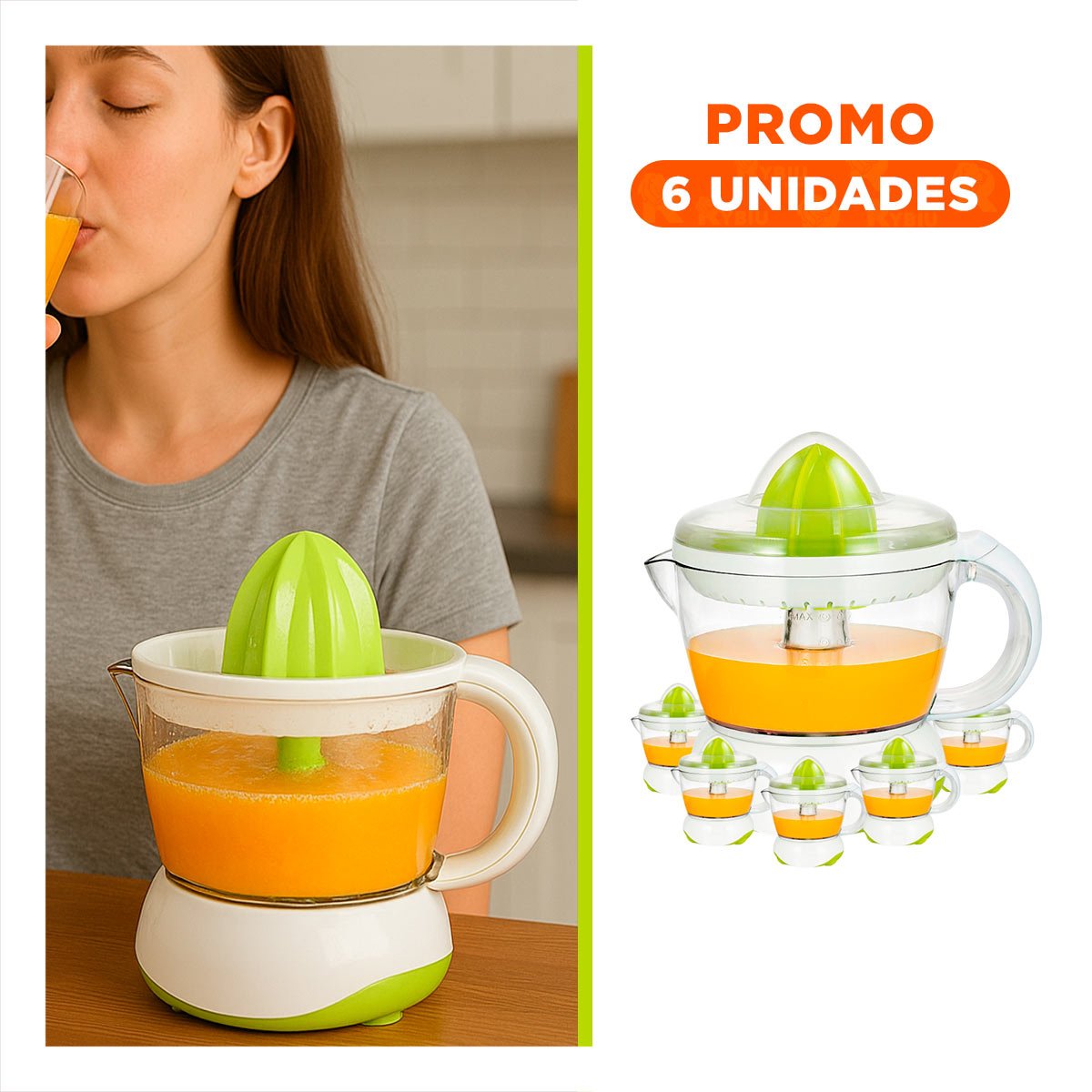 PACK6 EXPRIMIDOR PORTATIL BLANCO CON VERDE DE PLASTICO LIGERO Y FIRME - 1
