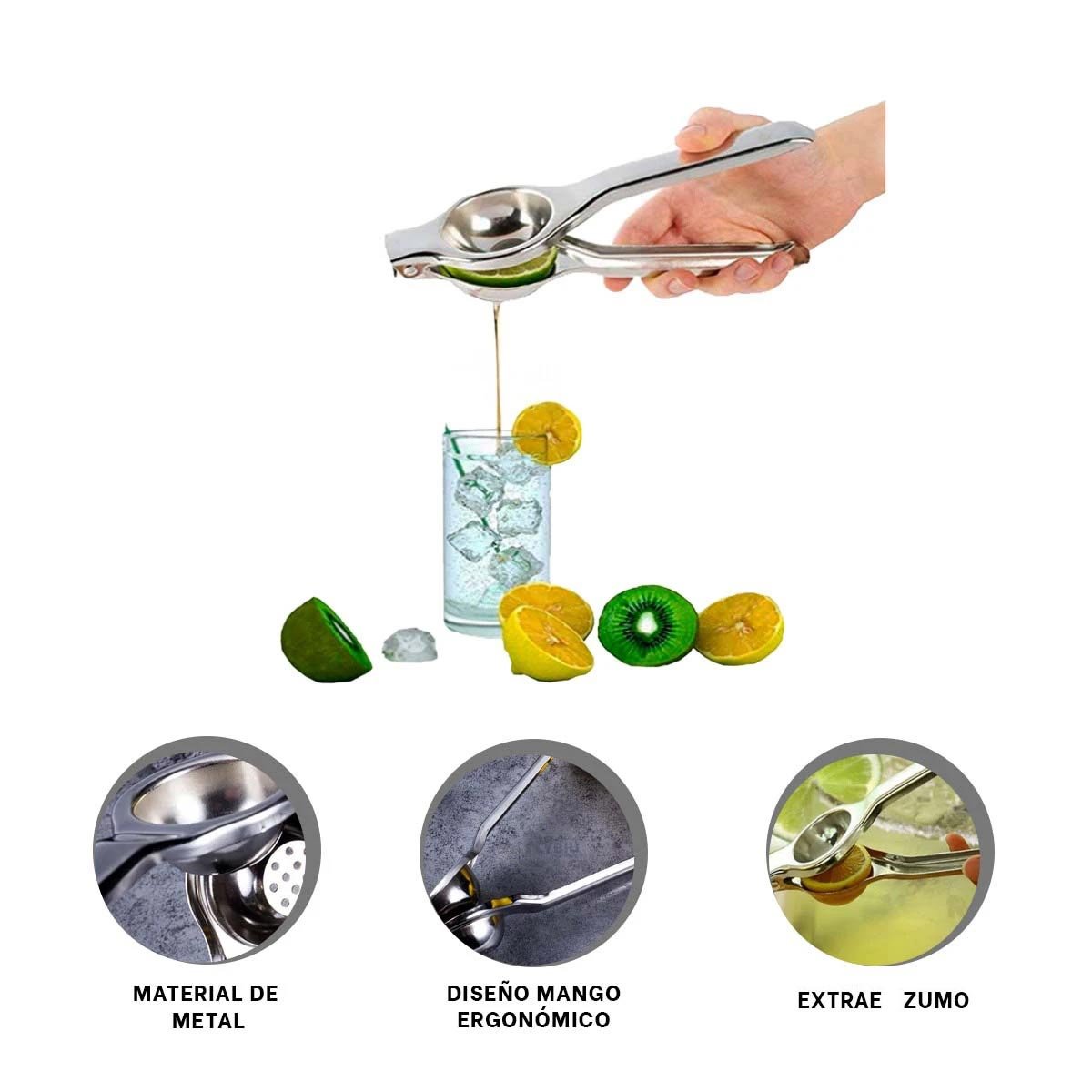 PACK6 EXTRACTOR DE LIMON EN METAL EN COLOR PLATEADO 21 CM X 6 CM FUNCIONAL Y+REGALO STICKER - 2