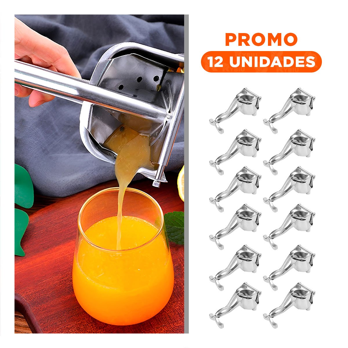 PACK12 UTENSILIO DE COCINA PARA NARANJA EN ACERO INOXIDABLE EN COLOR PLATEADO Y+REGALO STICKER - 1