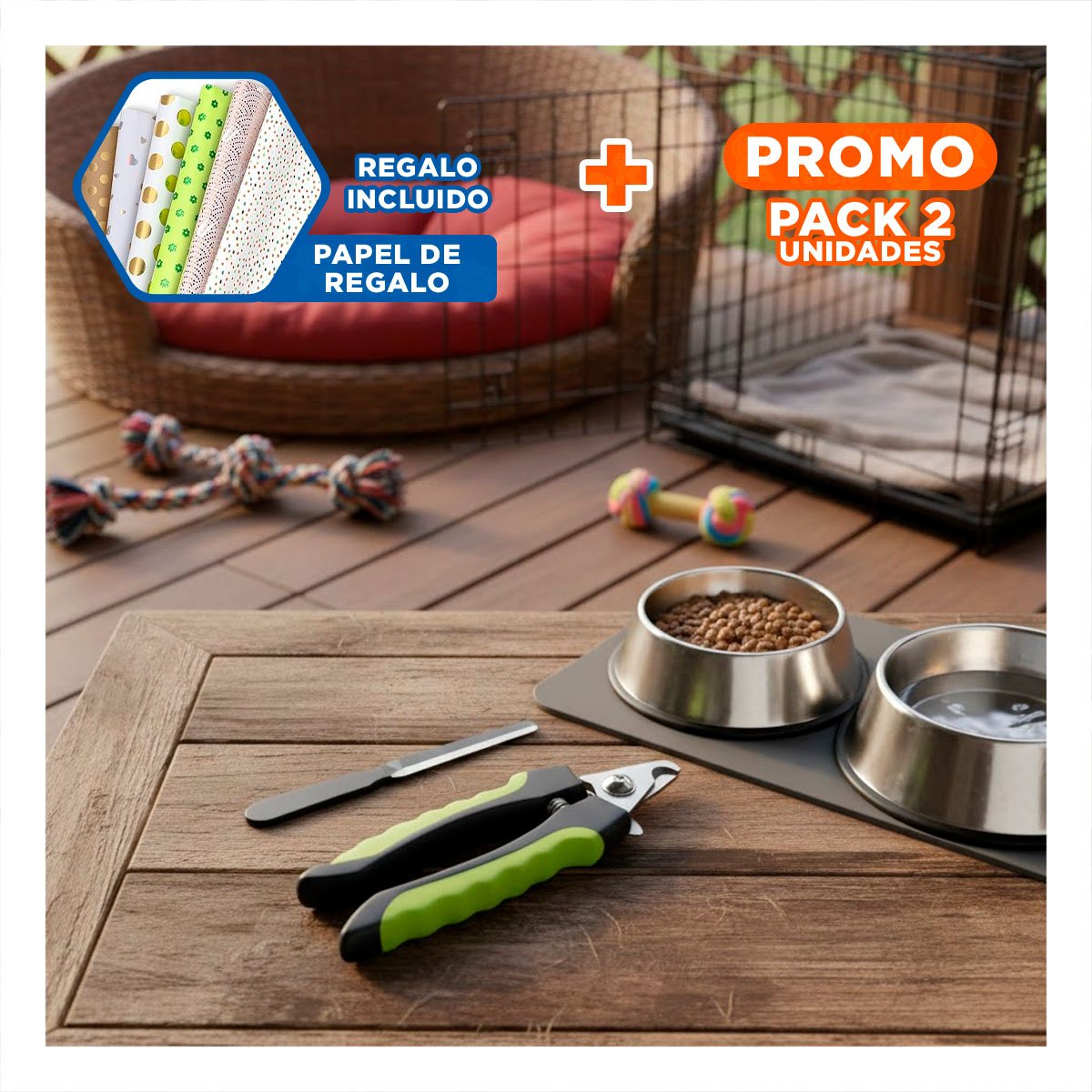 PACK2 CORTA UÑA PET VERDE TALLA L DE TACTO SUAVE PARA SUS MANOS Y+PAPEL REGALO - 1