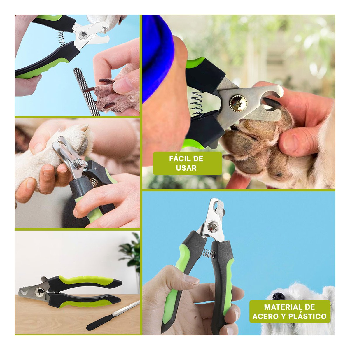PACK2 CORTA UÑA PET VERDE TALLA L DE TACTO SUAVE PARA SUS MANOS Y+PAPEL REGALO - 3