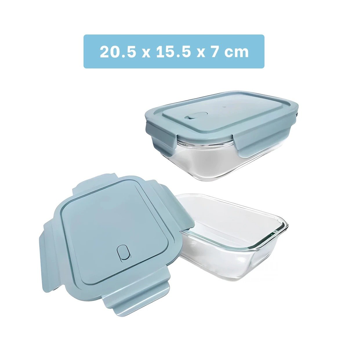 PACK4 TAPER CON 2 DIVISIONES EN VIDRIO Y TAPA COLOR CELESTE PARA CONSERVACION Y+PAPEL REGALO - 4