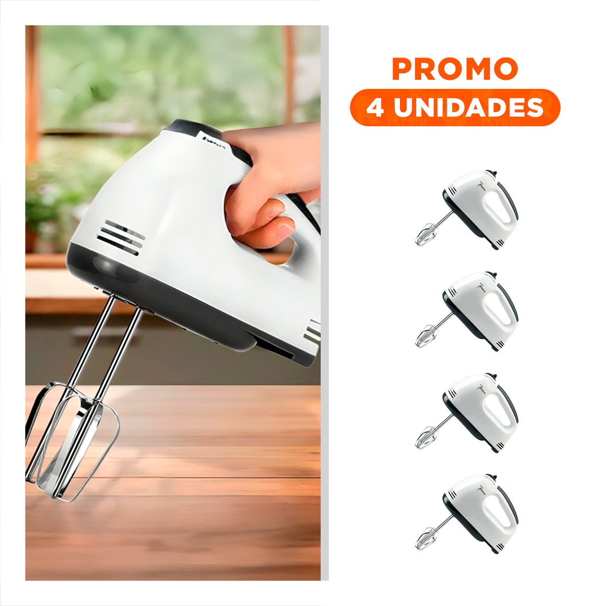 PACK4 SET MANO ELECTRICA 7 VELOCIDADES BLANCO CON DISENO FACIL USO Y+REGALO STICKER - 1