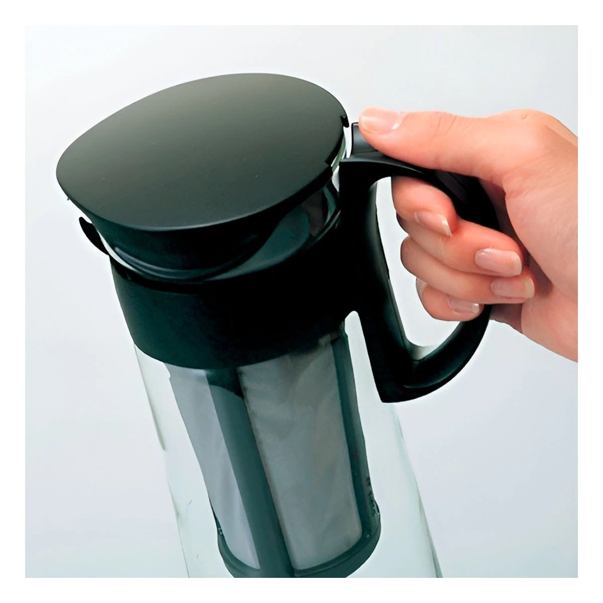 PACK6 PORTAAGUA DE VIDRIO 900 ML CON FILTRO Y TAPA NEGRA TRANSPARENTE Y+REGALO STICKER - 5