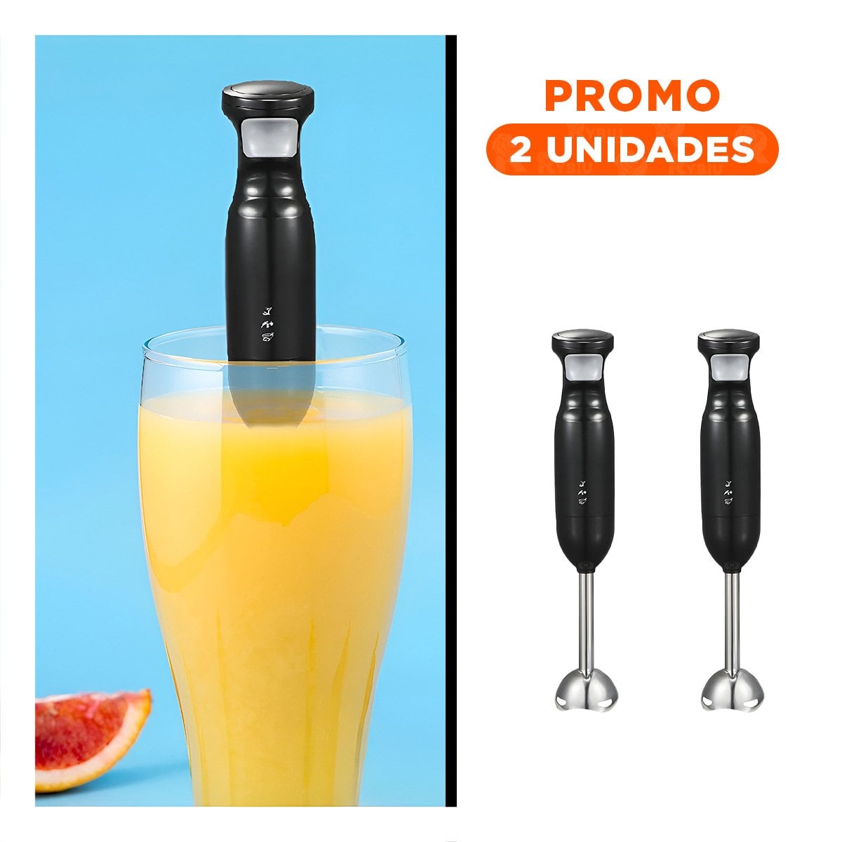 PACK2 LICUADORA DE MANO COLOR NEGRO CON POTENCIA DE 300W TIPO INMERSION PARA RECETAS VARIADAS - 1