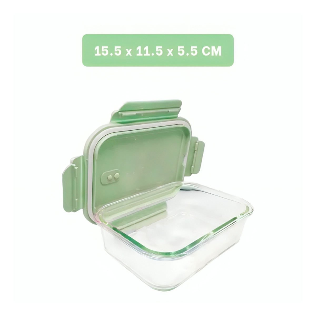 PACK6 RECIPIENTE PEQUENO DE VIDRIO 410 ML CON TAPA VERDE COCINA - 4