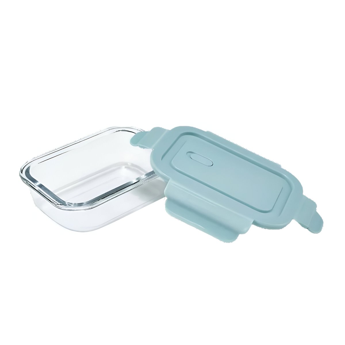PACK2 CAJA HERMETICA DE VIDRIO 410 ML CHICO CELESTE PARA ALIMENTOS Y+REGALO STICKER - 2