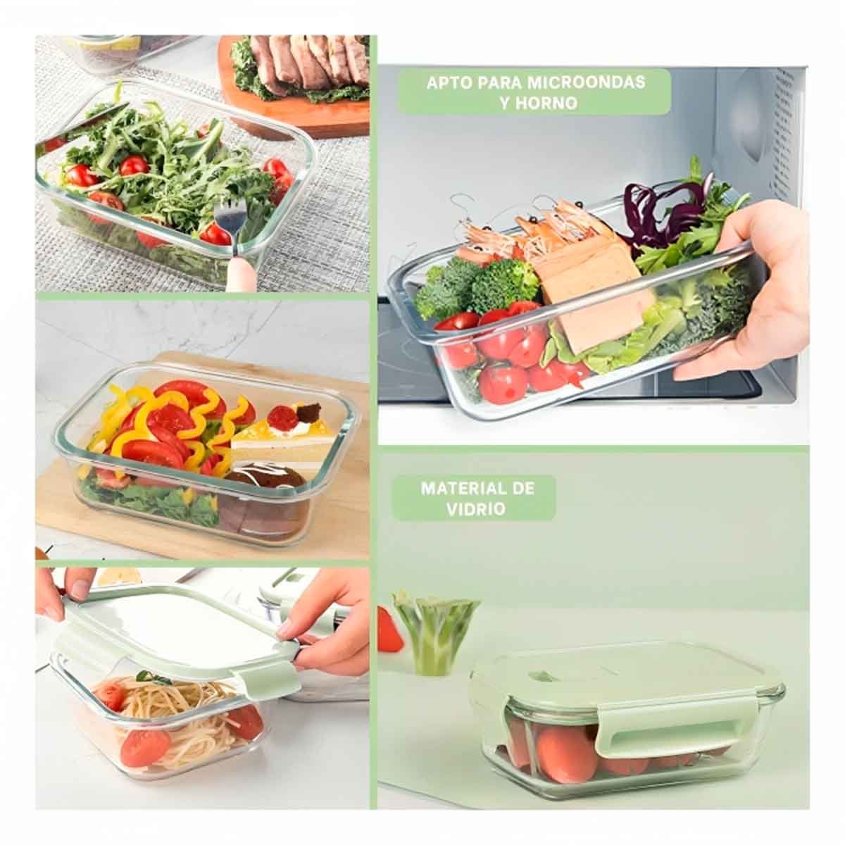 PACK2 RECIPIENTE VERDE DE VIDRIO 410 ML CON TAPA CHICO COCINA HOGAR Y+PAPEL REGALO - 3