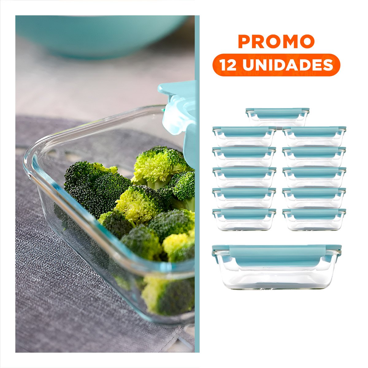 PACK12 ENVASE DE VIDRIO 1040 ML CON TAPA CELESTE DURADERO Y+REGALO STICKER - 1