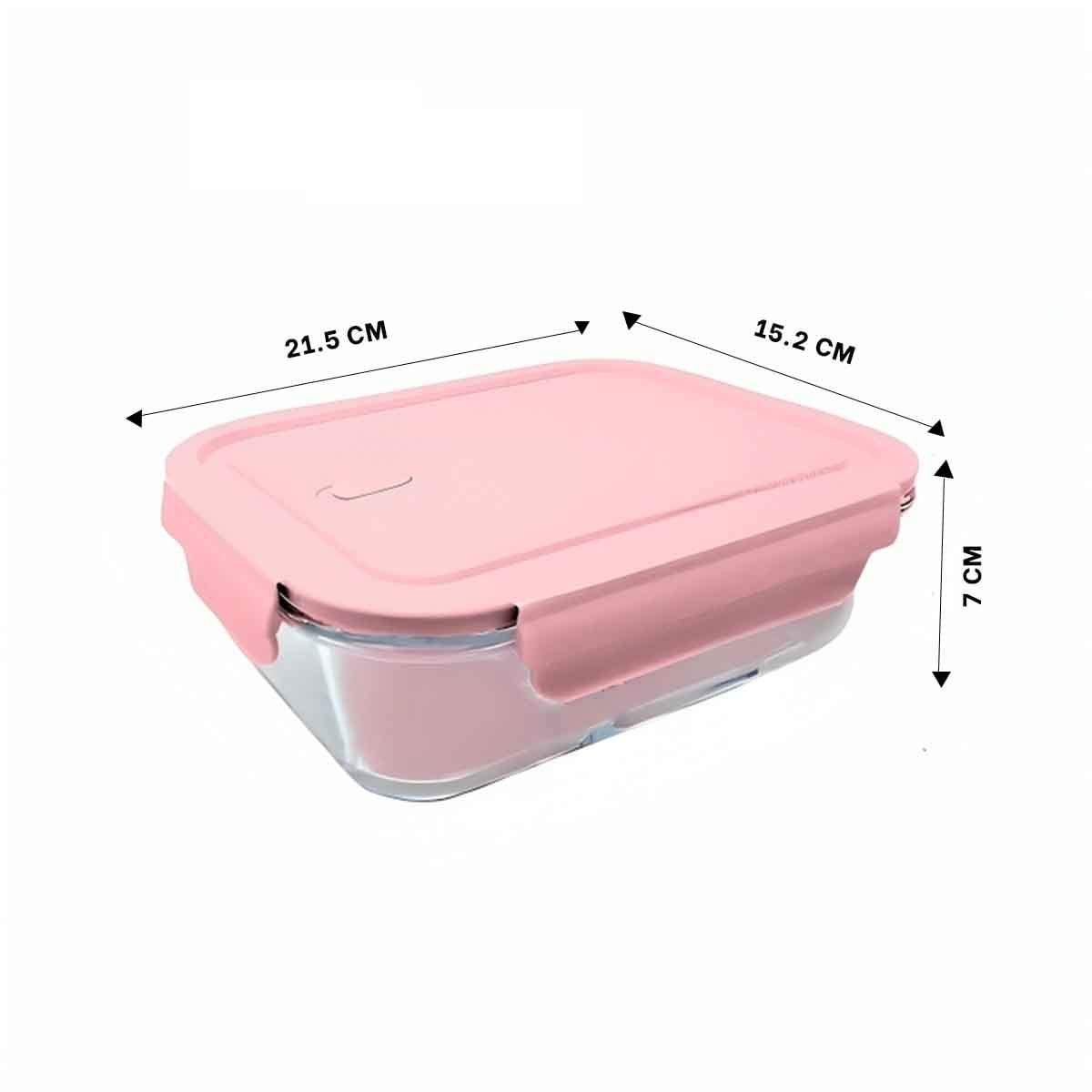 PACK12 ORGANIZADOR COMPACTO DE VIDRIO 1040 ML CON TAPA ROSADO PARA HOGAR Y+REGALO STICKER - 4