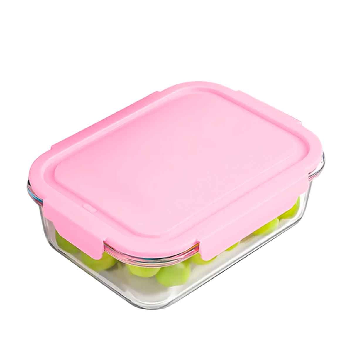 PACK4 ENVASE COMPACTO DE VIDRIO 1040 ML CON TAPA ROSADO PARA ALIMENTOS Y+PAPEL REGALO - 3
