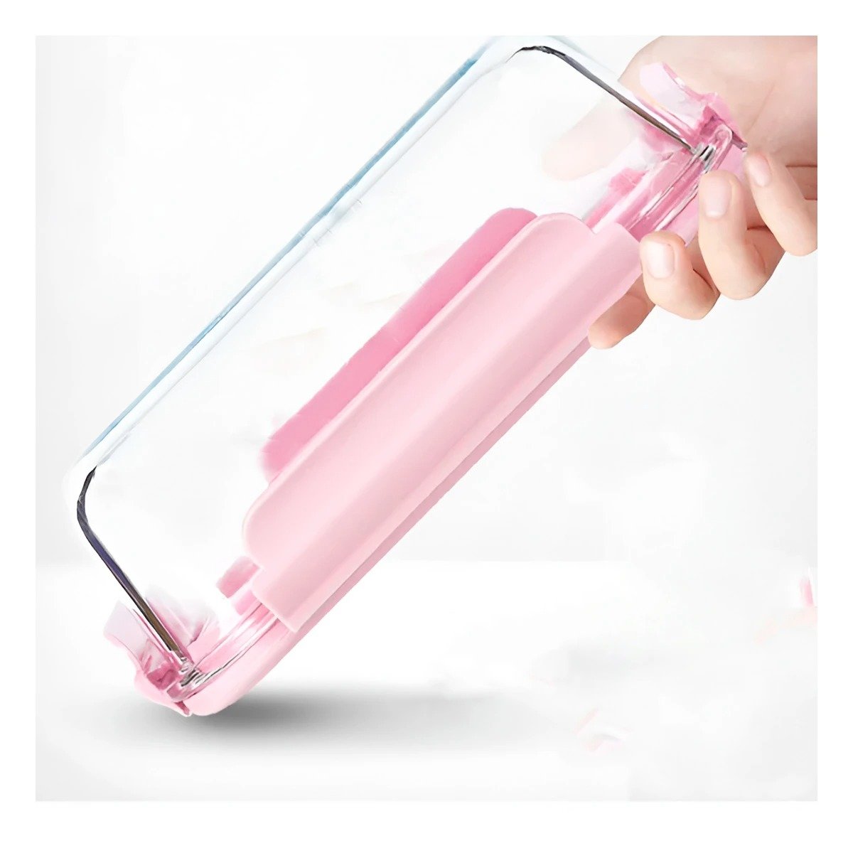 PACK6 BOWL COMPACTO DE VIDRIO 1040 ML CON TAPA ROSADO PARA COCINA Y+REGALO STICKER - 3