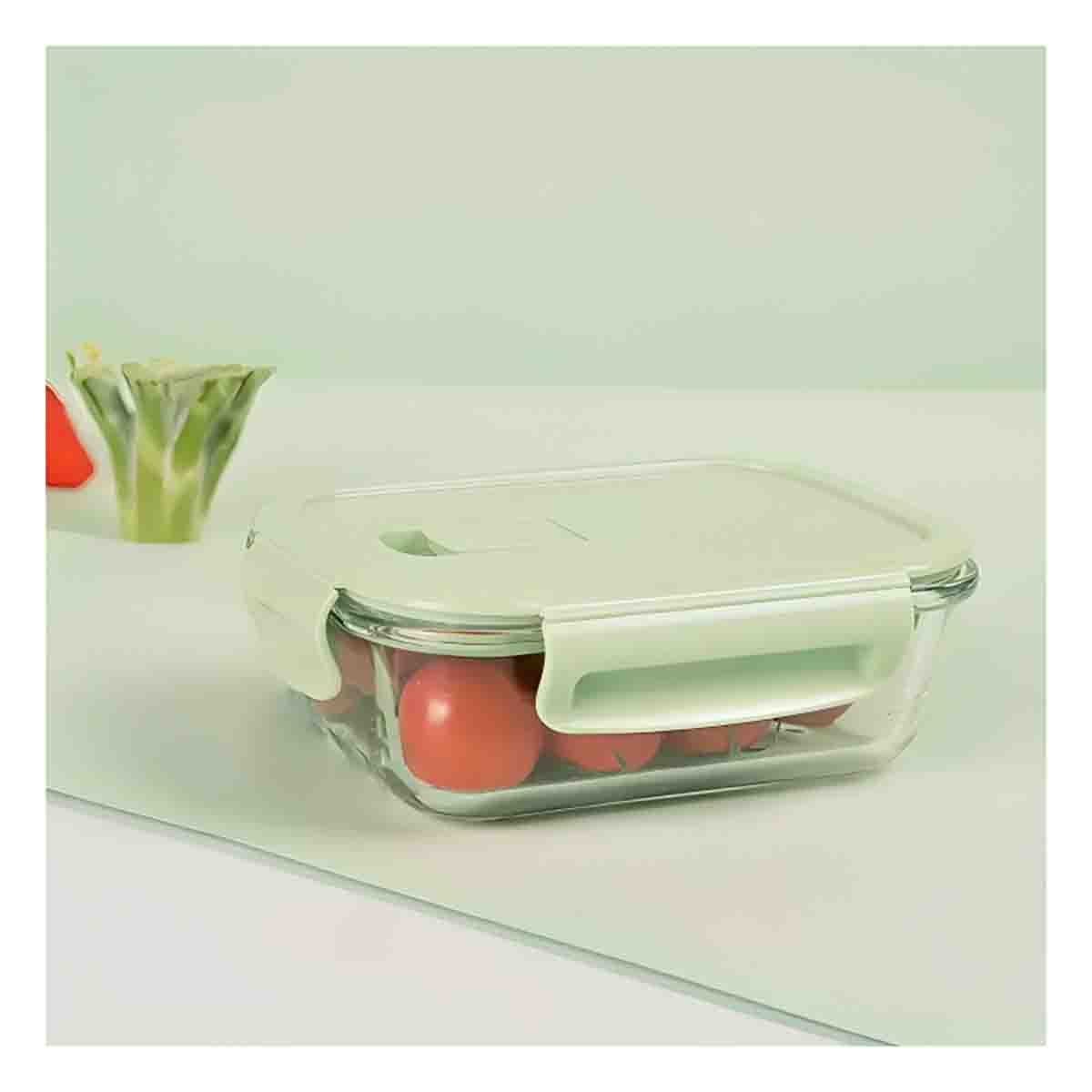 PACK12 CONTENEDOR DE VIDRIO 1040 ML CON TAPA VERDE PARA ORGANIZAR DESPENSA - 3