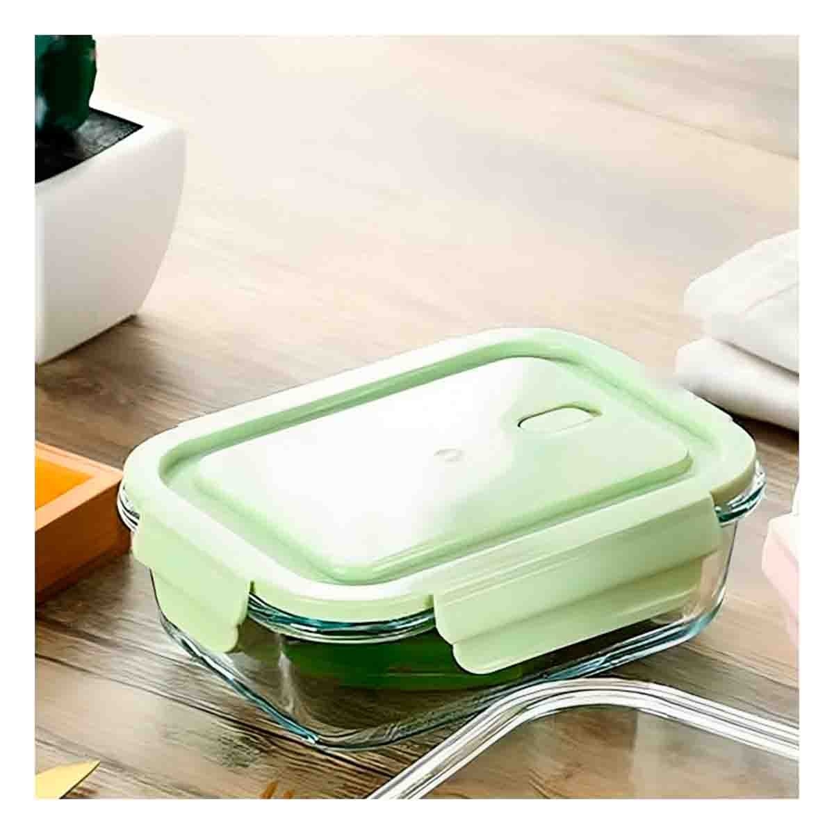 PACK12 CONTENEDOR DE VIDRIO 1040 ML CON TAPA VERDE PARA ORGANIZAR DESPENSA - 5