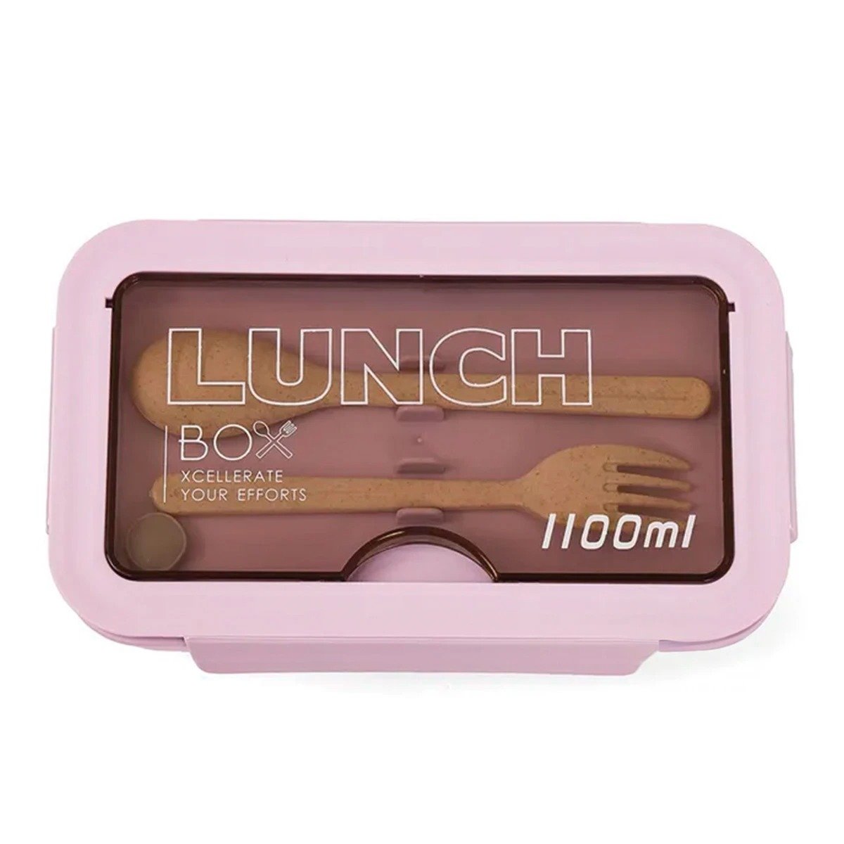 PACK6 RECIPIENTE 1100ML EN MORADO CON DIVISION INTERNA Y CUBIERTOS Y+REGALO STICKER - 2