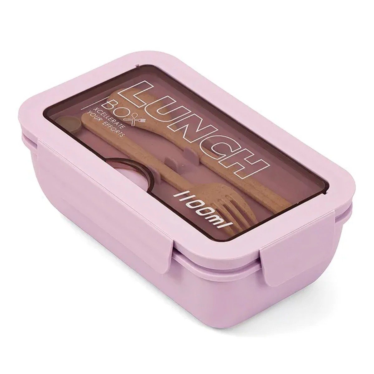 PACK4 TAPER DE COMIDA 1100ML MORADO CON CUBIERTOS Y DIVISION DOBLE Y+PAPEL REGALO - 3