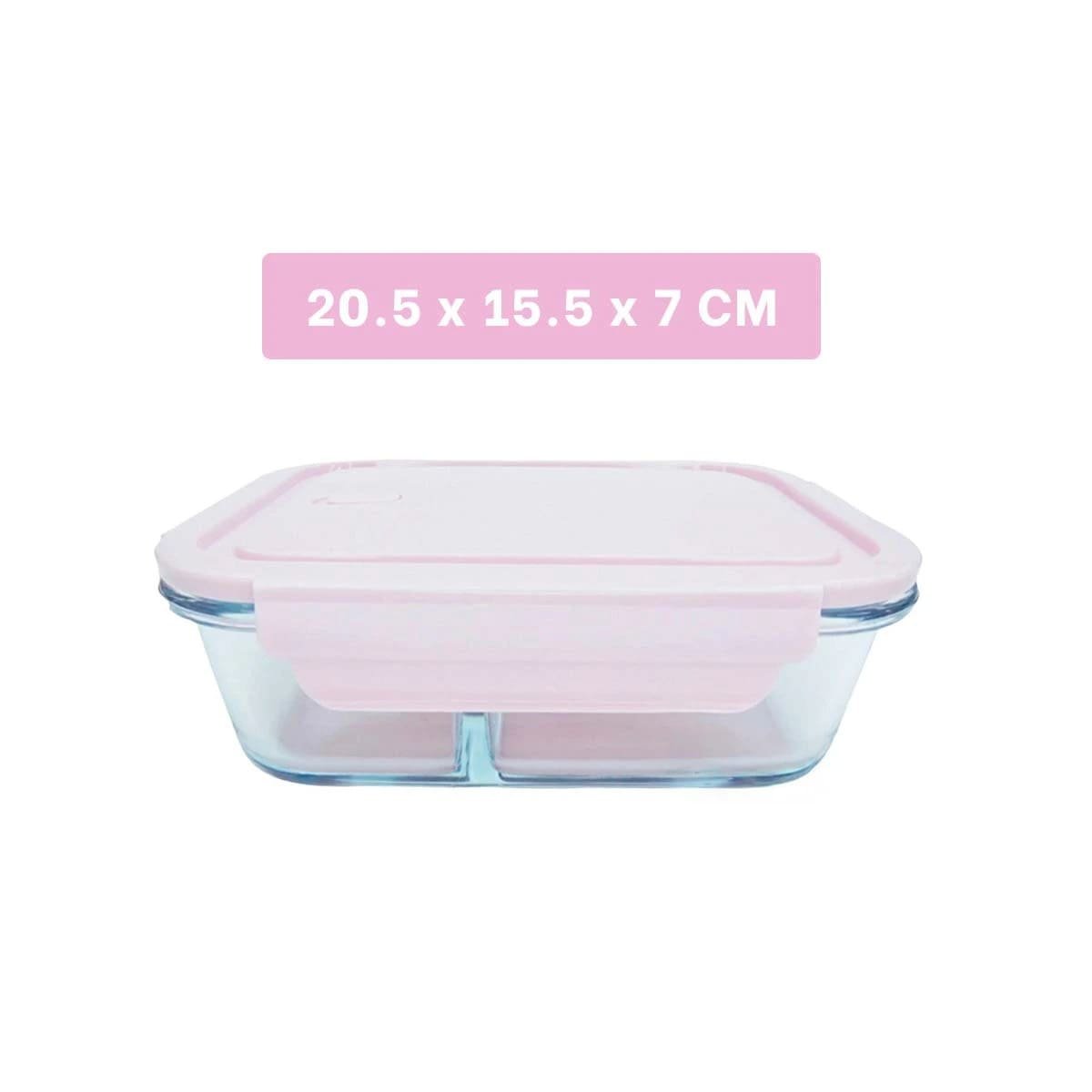 PACK6 RECIPIENTE DE VIDRIO ROSADO PARA REFRIGERAR CON 3 DIVISIONES Y+PAPEL REGALO - 4