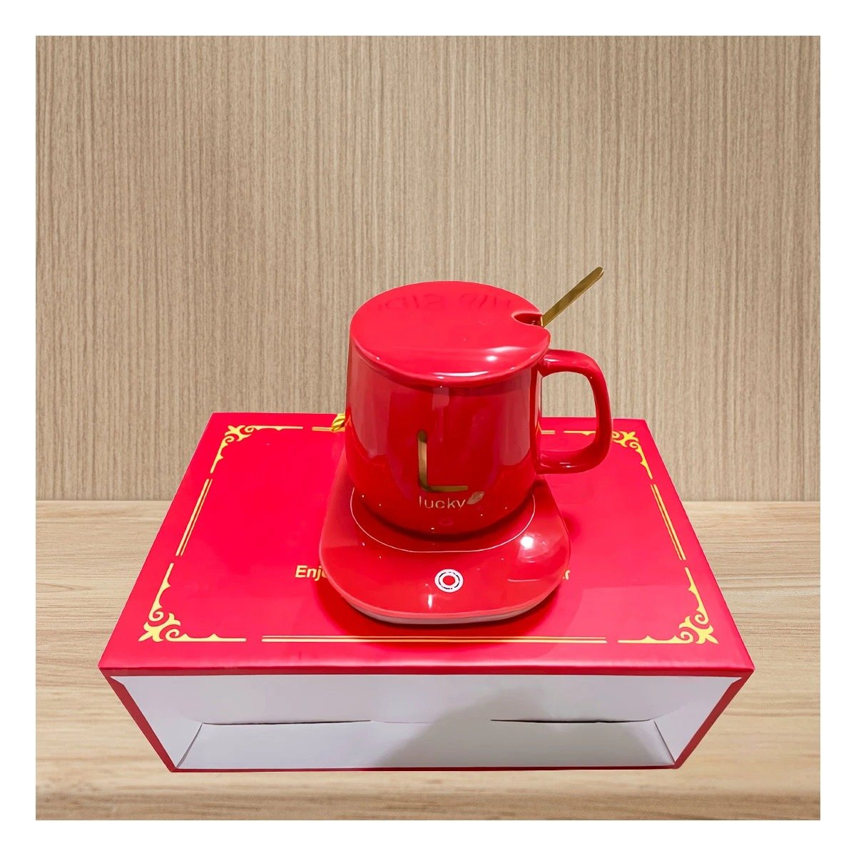 PACK4 COLECCION CALENTADOR DE TAZA EN CAJA ROJO ACCESORIO MODERNO PARA CASA - 3