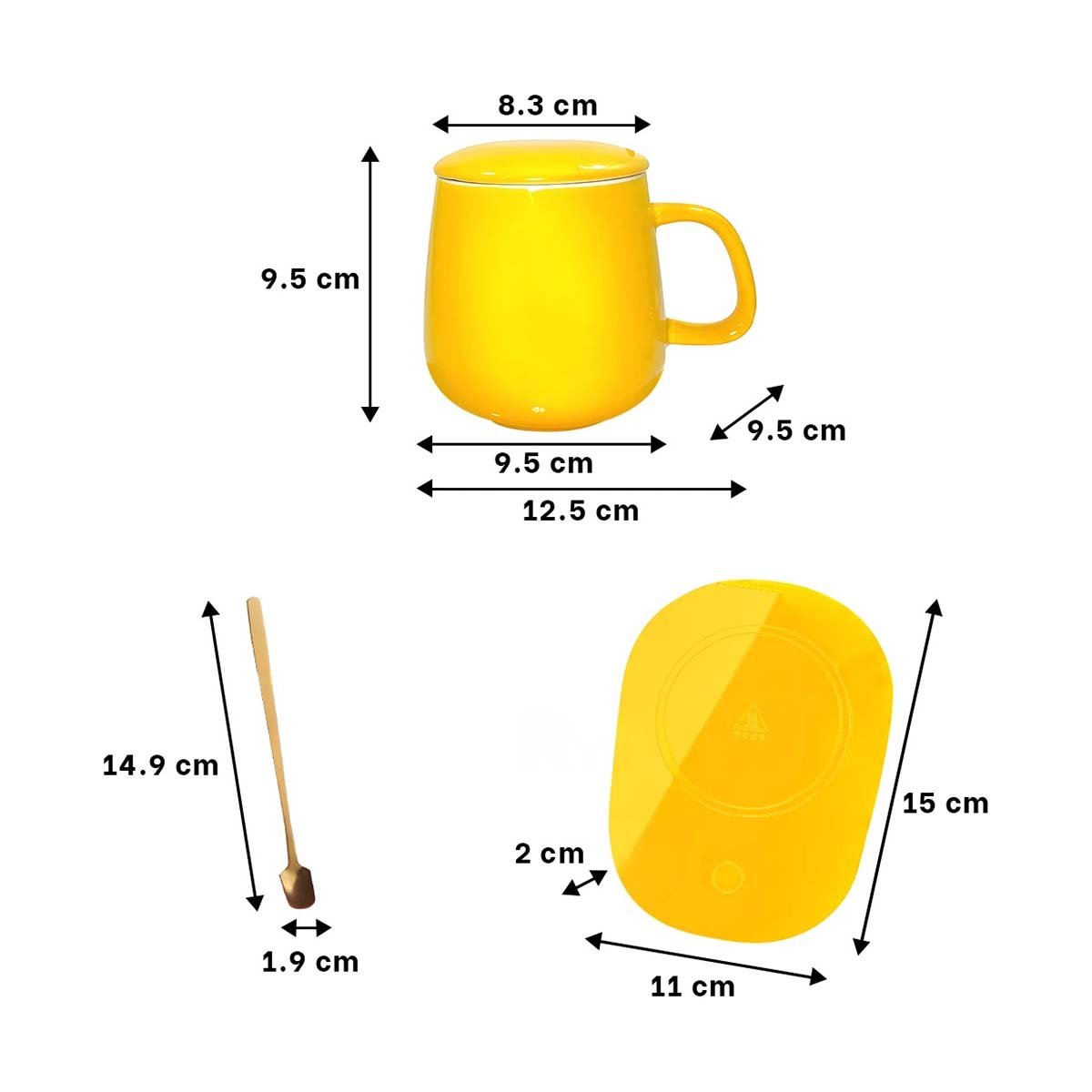 PACK12 BASE CALEFACTORA DE TAZA EN CAJA AMARILLO PLATAFORMA PRACTICA Y+PAPEL REGALO - 4
