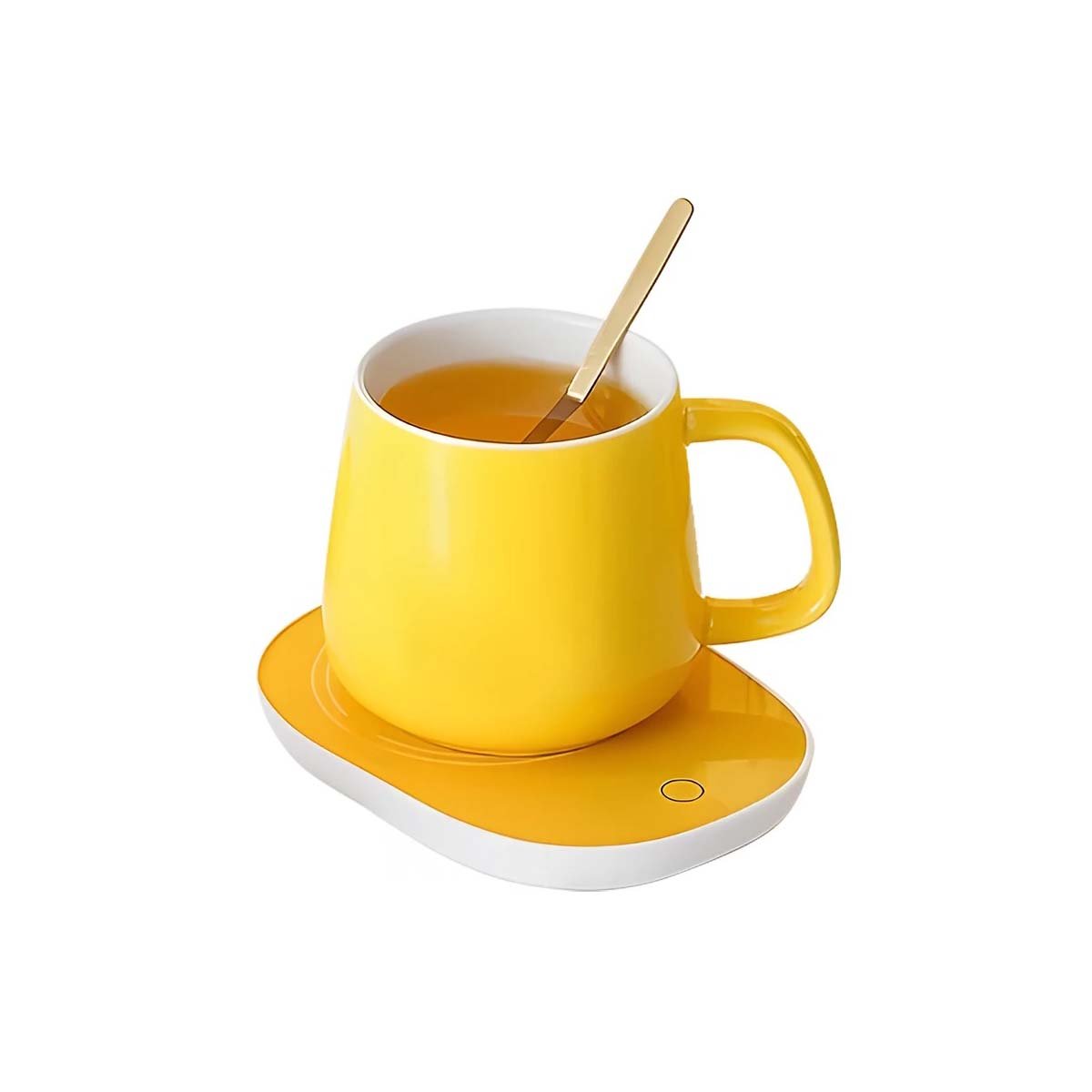 PACK6 BASE ELECTRICA DE TAZA EN CAJA AMARILLO DISENO MODERNO PARA HOGAR Y+REGALO STICKER - 2