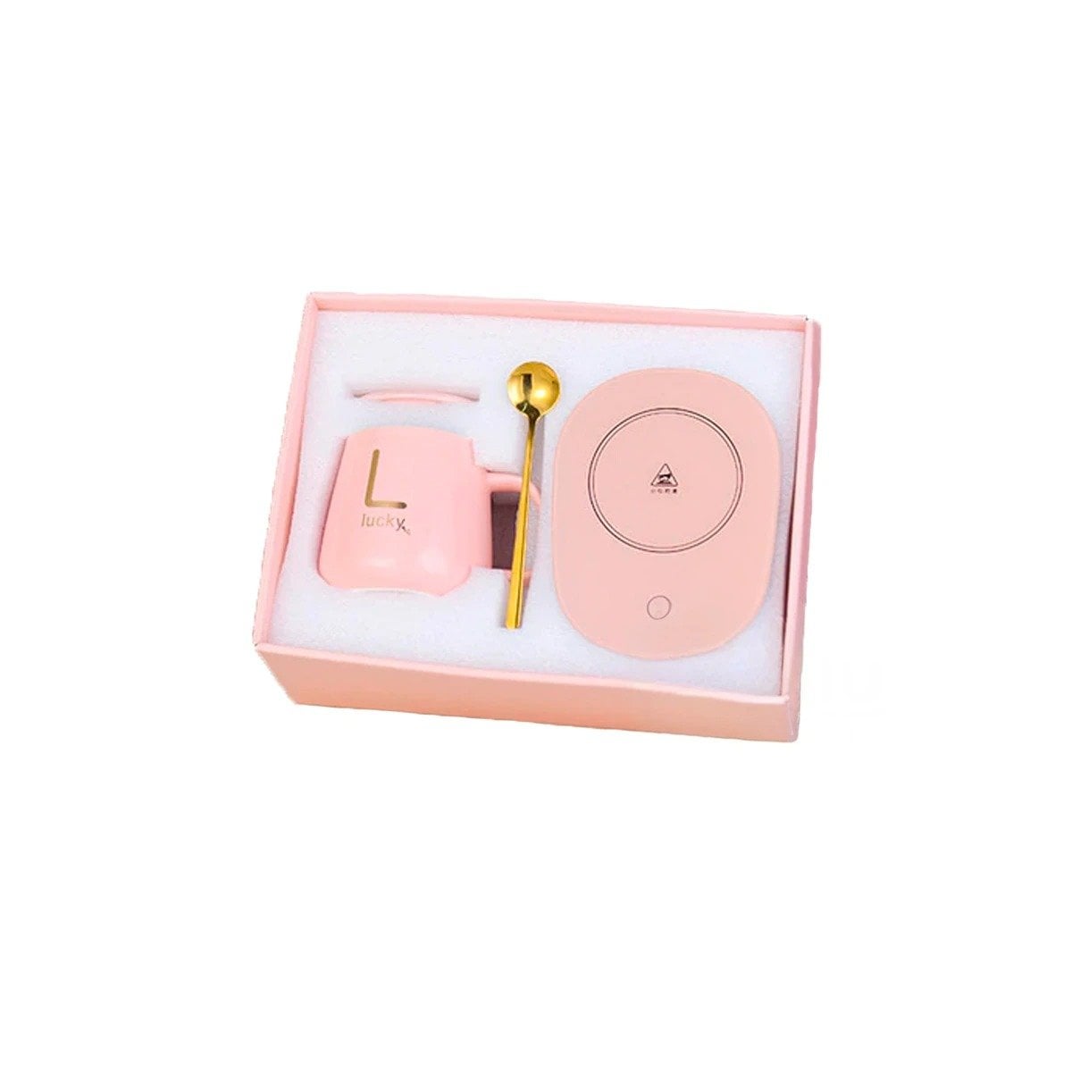 PACK2 APARATO MODERNO CALENTADOR DE TAZA ROSADO EN CAJA Y+REGALO STICKER - 2