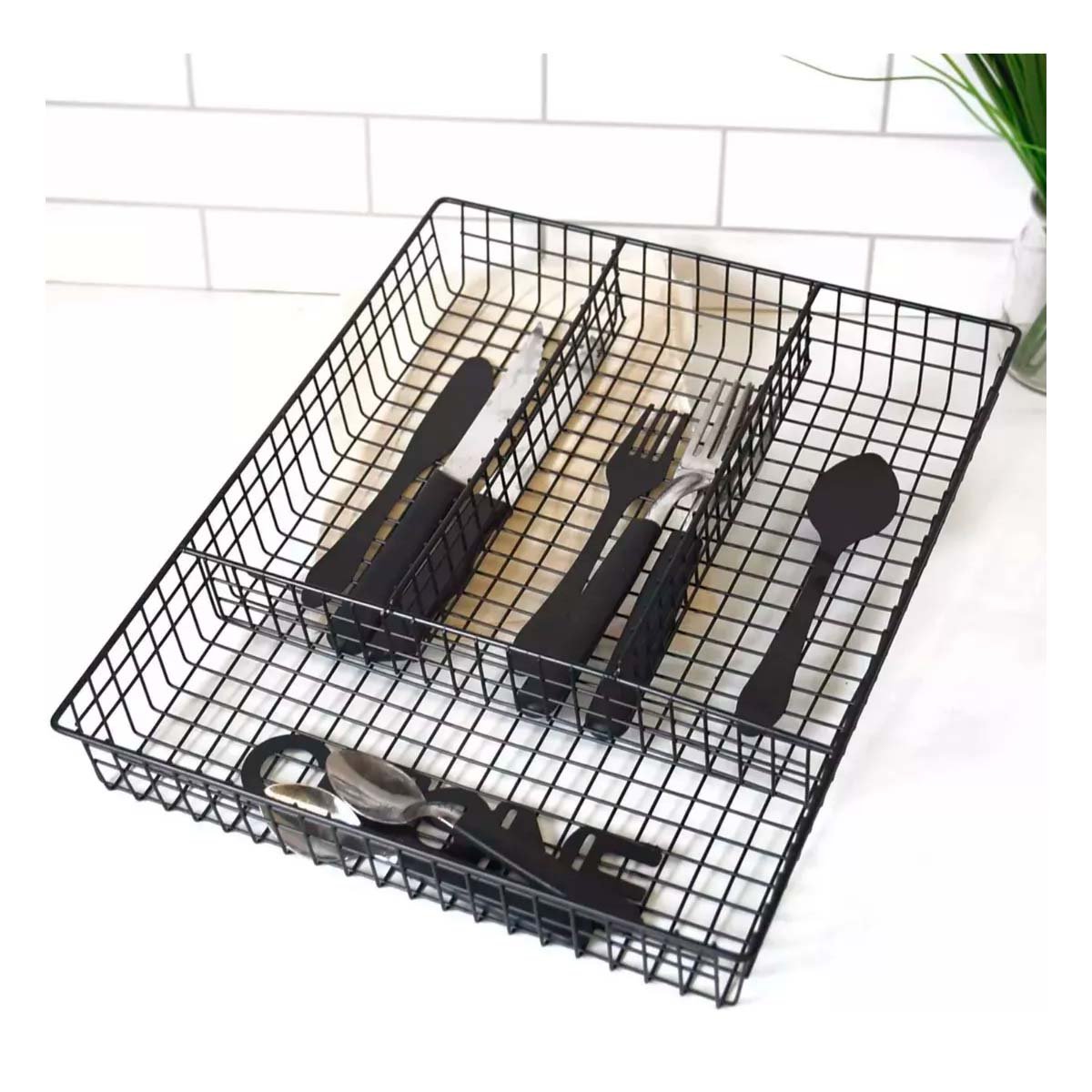 PACK4 CAJA DE SERVICIOS CON 4 ESPACIOS COLOR NEGRO Y BASE EN METAL PARA COCINA - 3